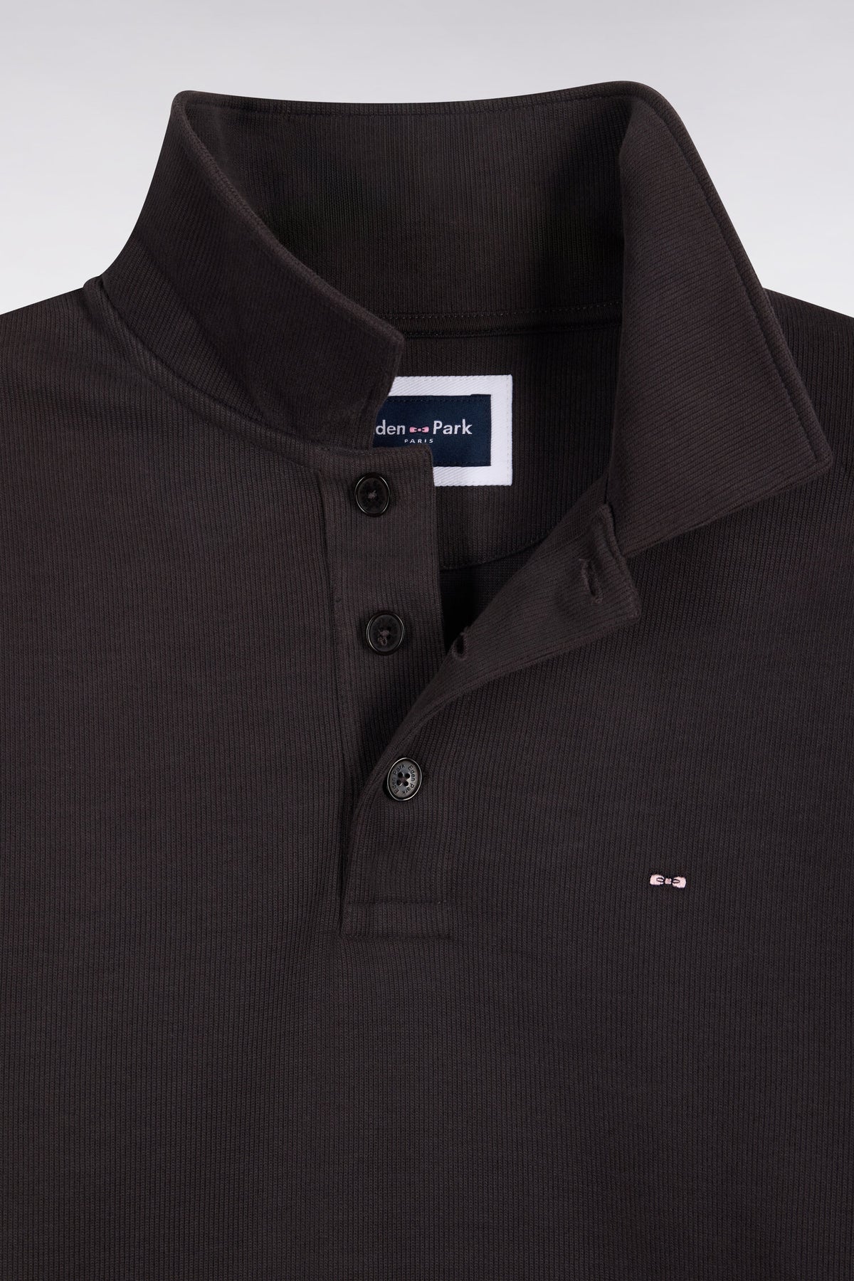 Straight cut brown cotton polo collar sweatshirt
