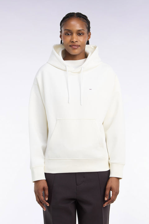 Sweatshirt à capuche unisexe en interlock écru coupe loose - Image 3