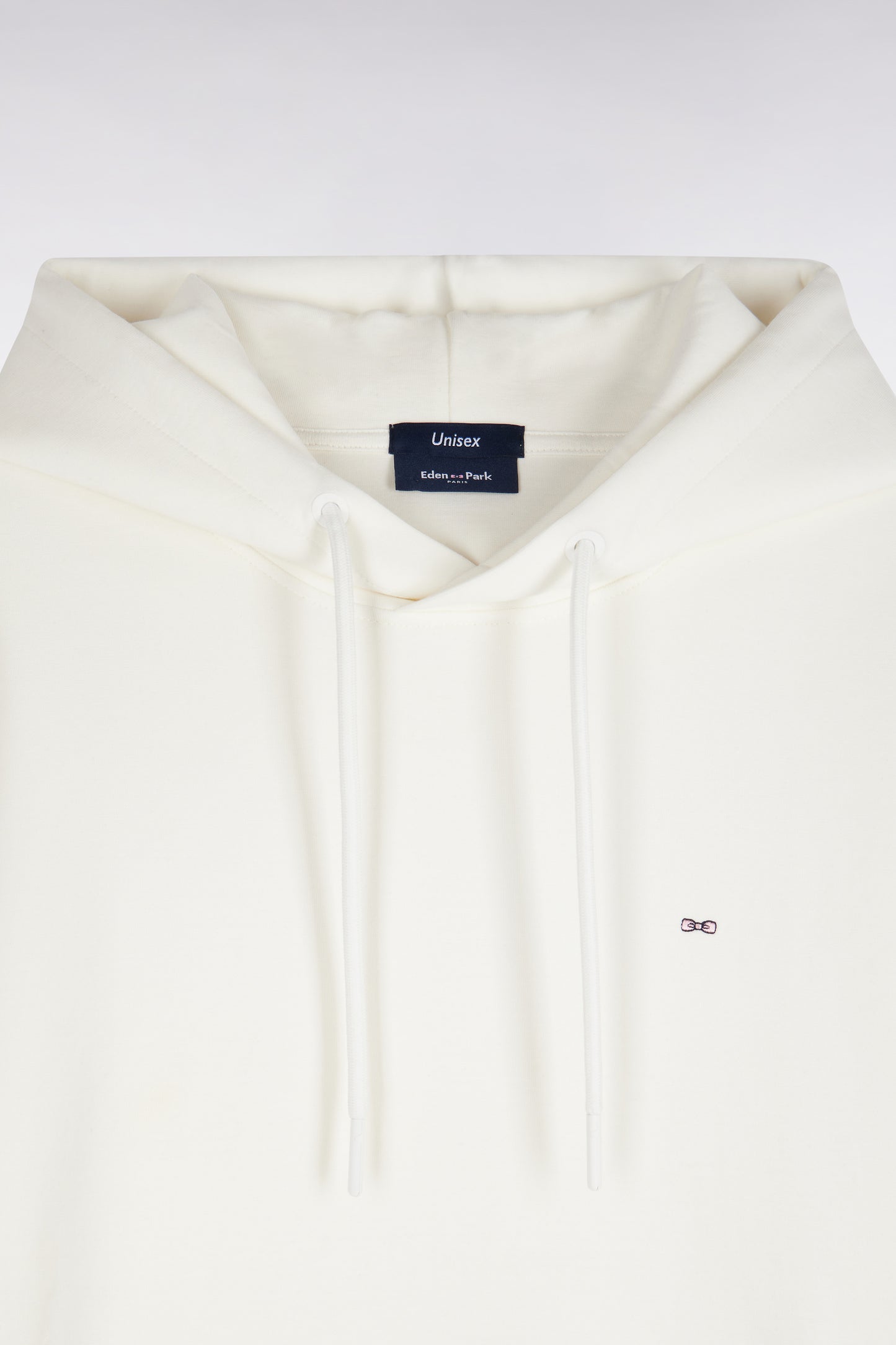 Sweatshirt à capuche unisexe en interlock écru coupe loose
