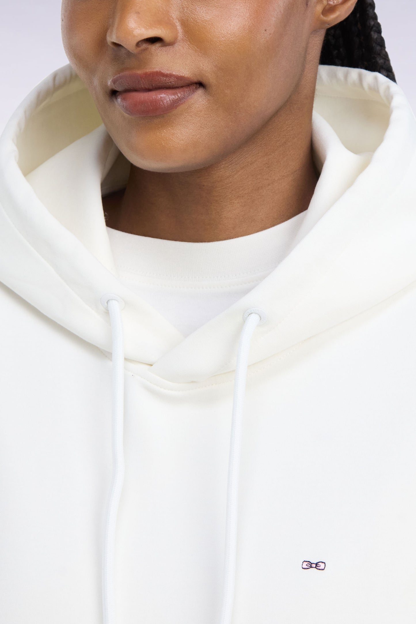 Sweatshirt à capuche unisexe en interlock écru coupe loose