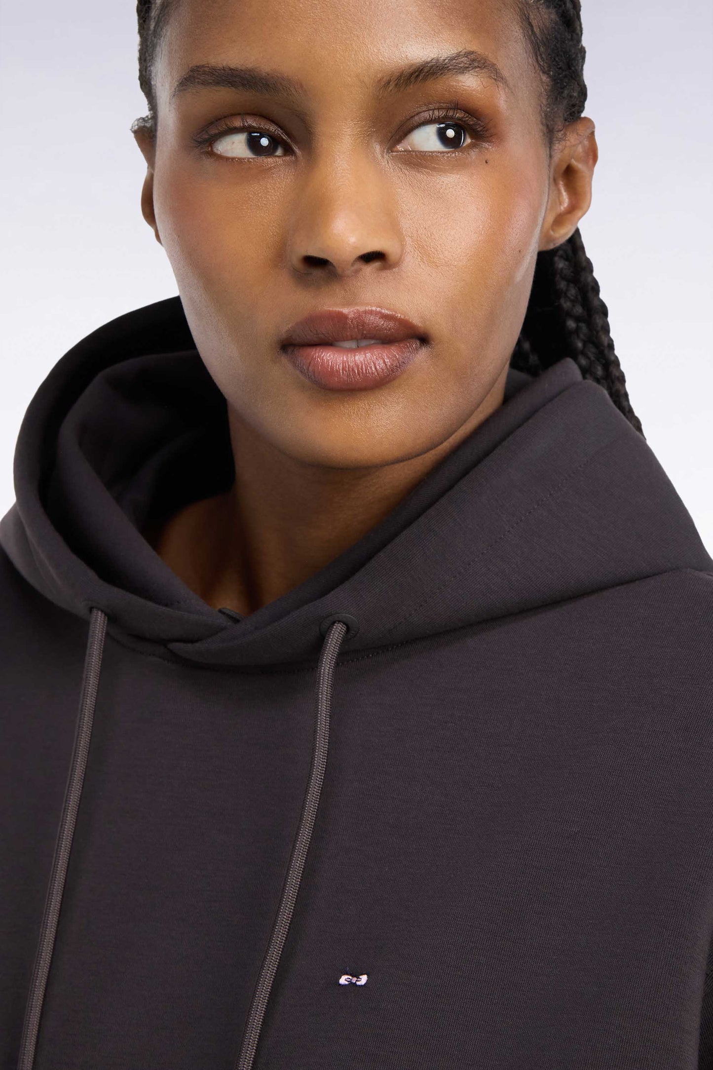 Sweatshirt à capuche unisexe en interlock marron coupe loose
