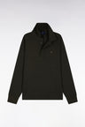 Unisex jersey collar sweatshirt in khaki cotton interlock