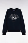 Straight cut embroidered navy fleece sweatshirt