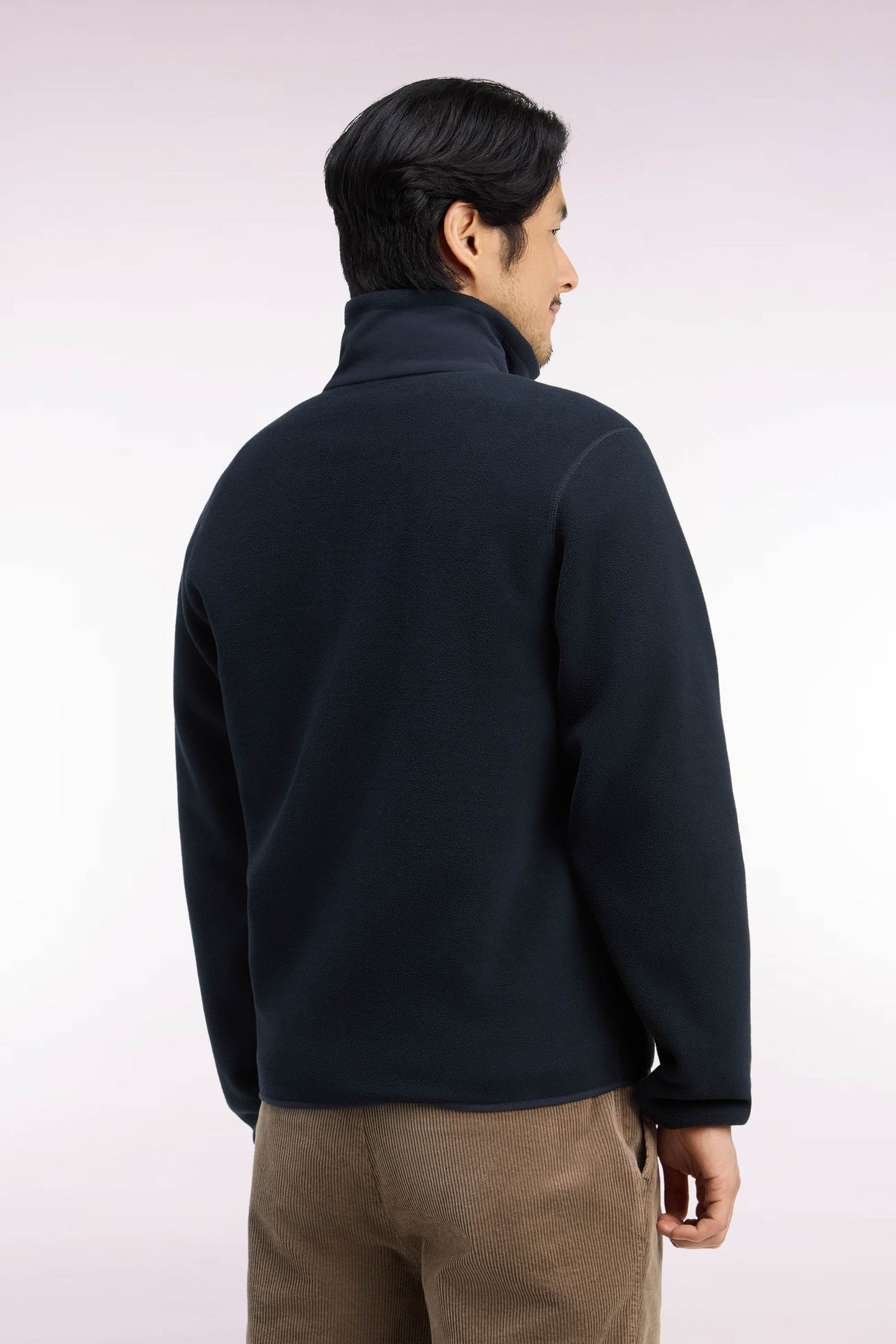Sweatshirt zippé à bouclettes marine coupe droite