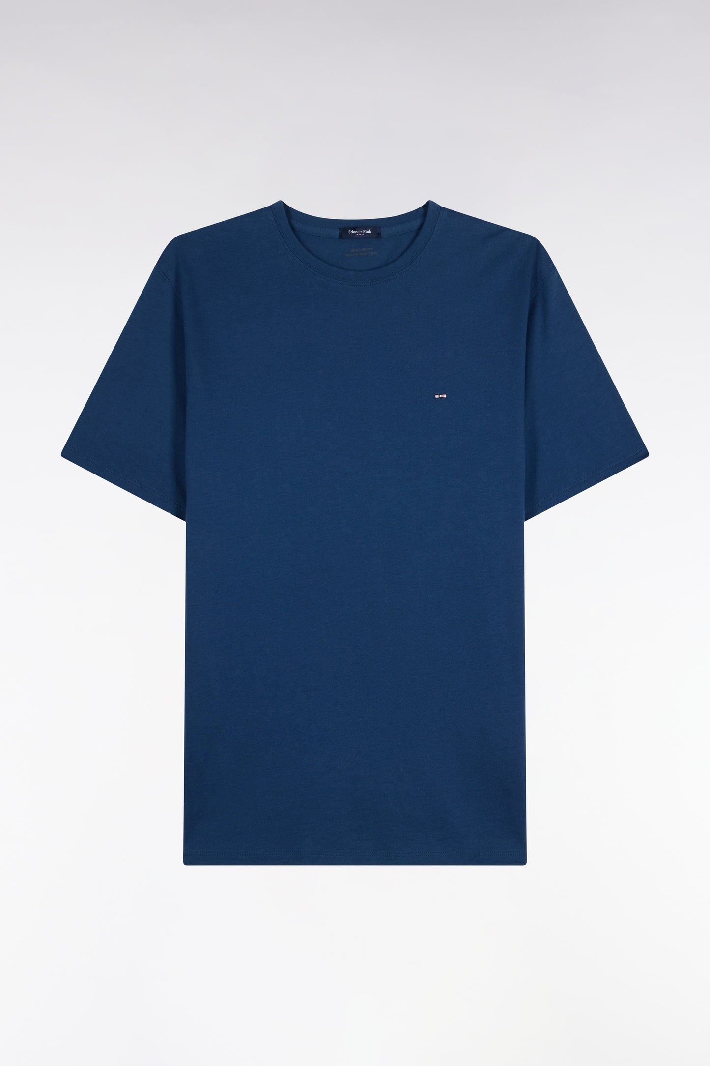 T-shirt manches courtes col rond en coton marine coupe droite