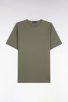 Short-sleeved round-neck t-shirt in khaki straight-cut cotton