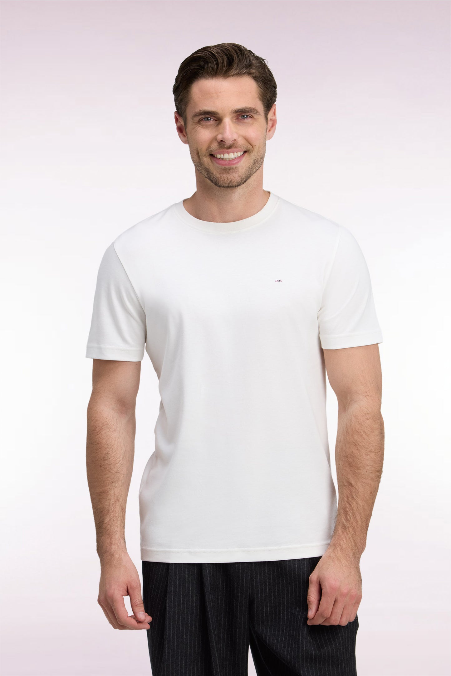 T-shirt manches courtes en coton écru coupe droite