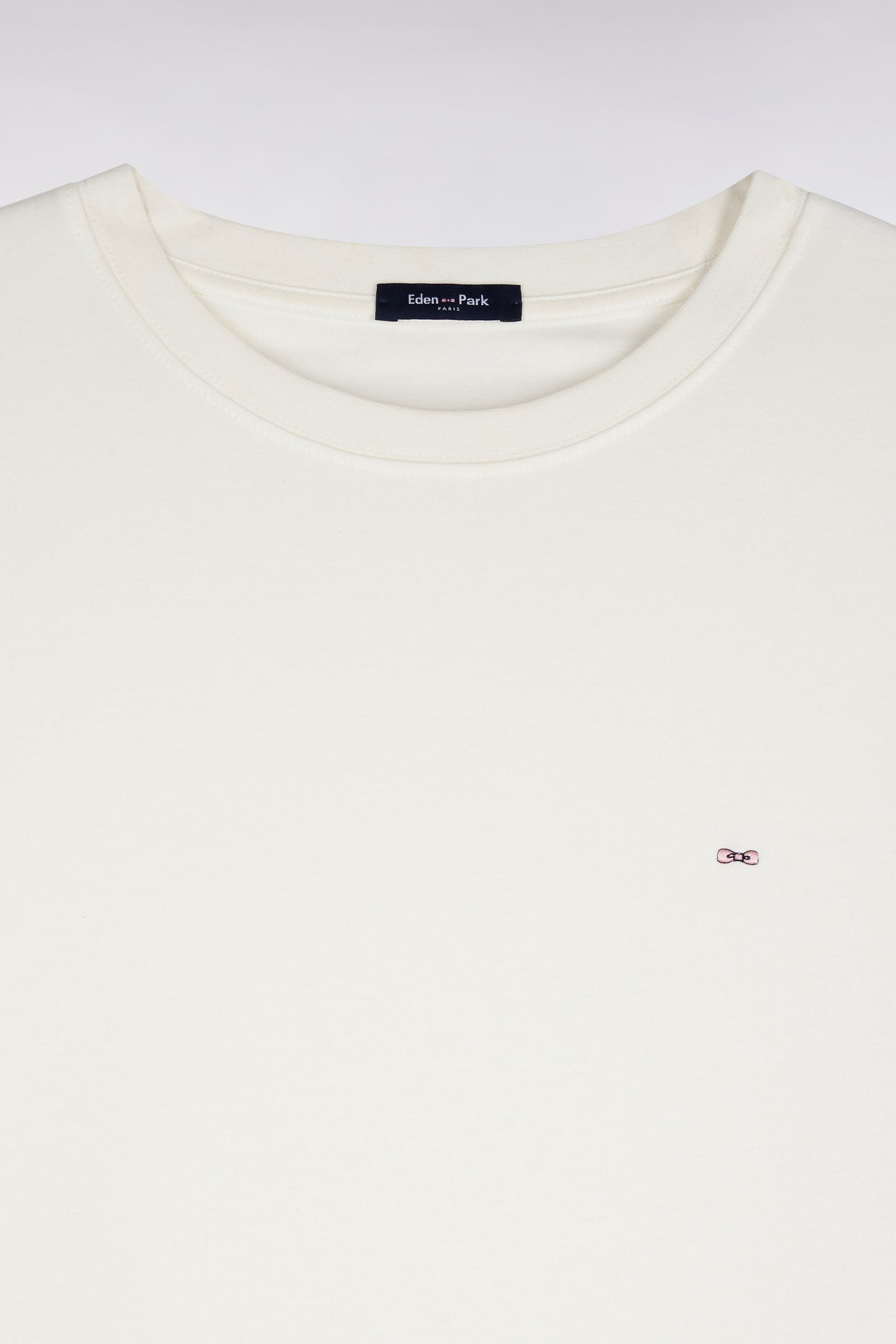 T-shirt manches courtes en coton écru coupe droite