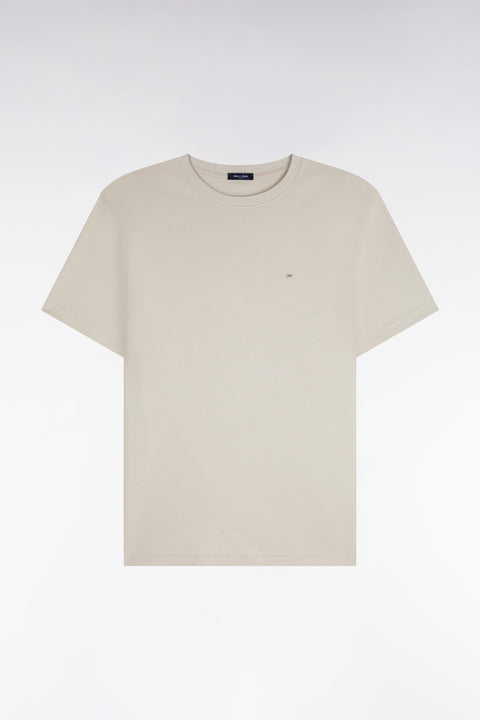 T-shirt manches courtes en coton grège coupe droite - Image 2