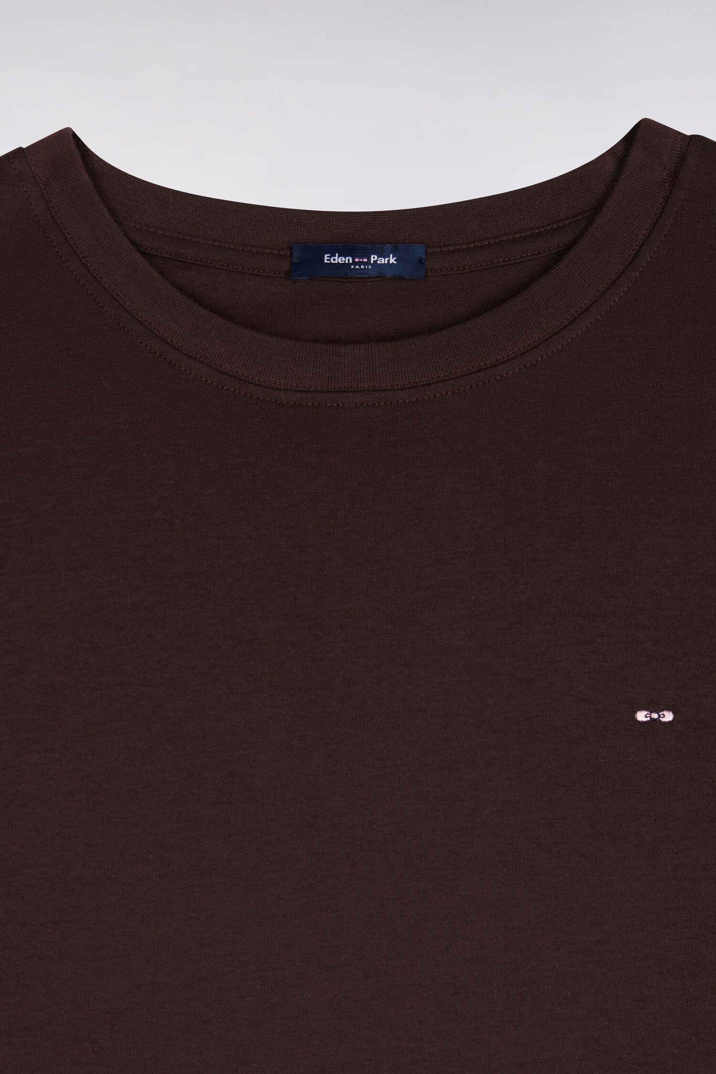 T-shirt manches courtes en coton marron coupe droite
