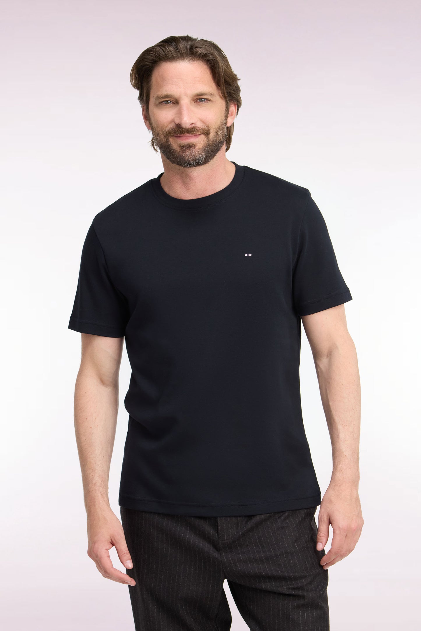 T-shirt manches courtes en coton noir coupe droite