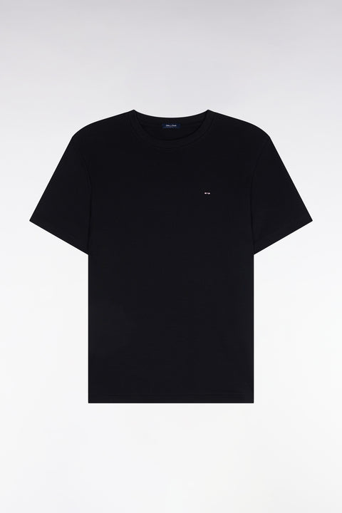 T-shirt manches courtes en coton noir coupe droite - Image 2