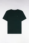 Short-sleeved straight-cut dark green cotton T-shirt