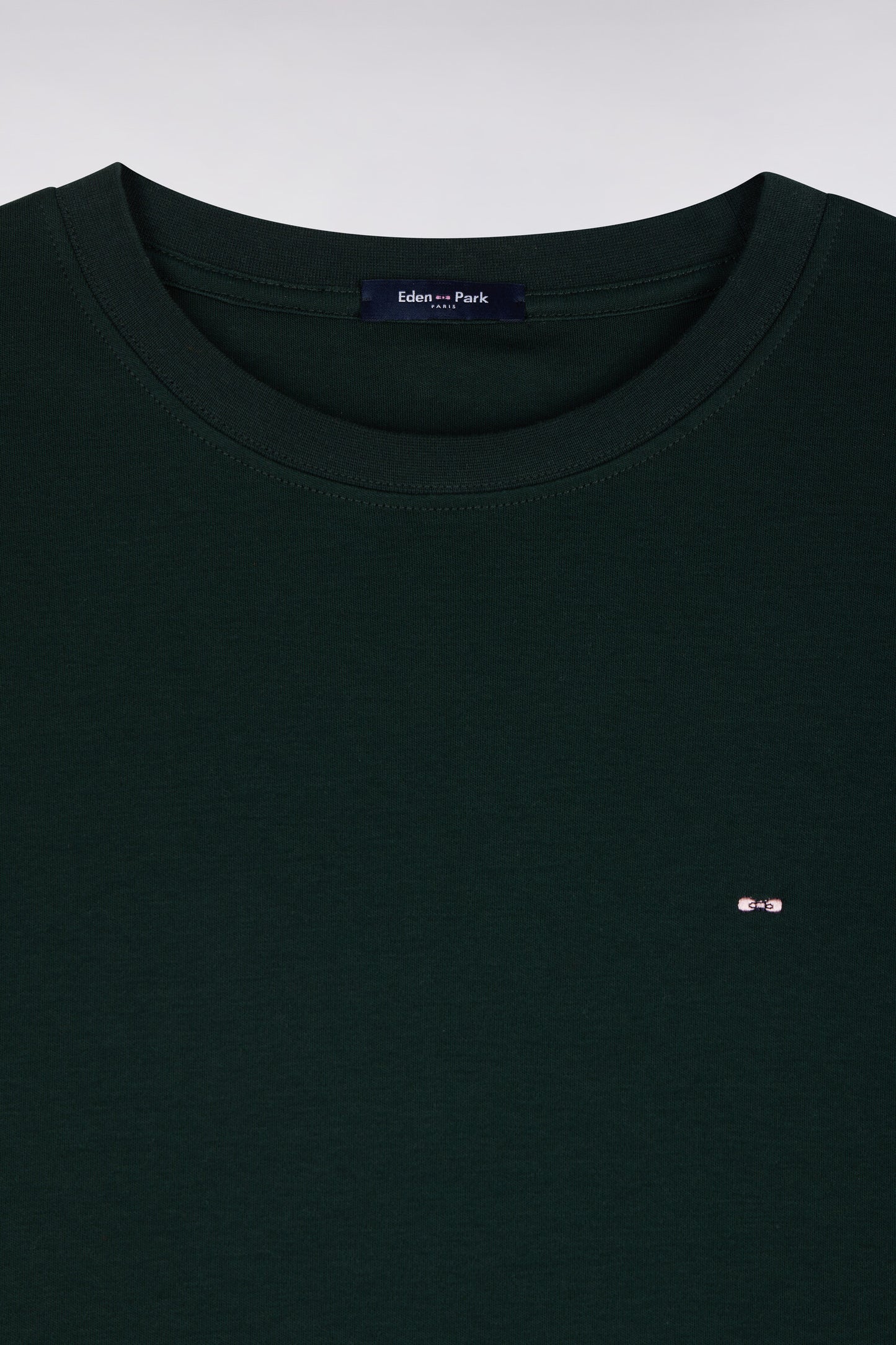 T-shirt manches courtes en coton vert foncé coupe droite