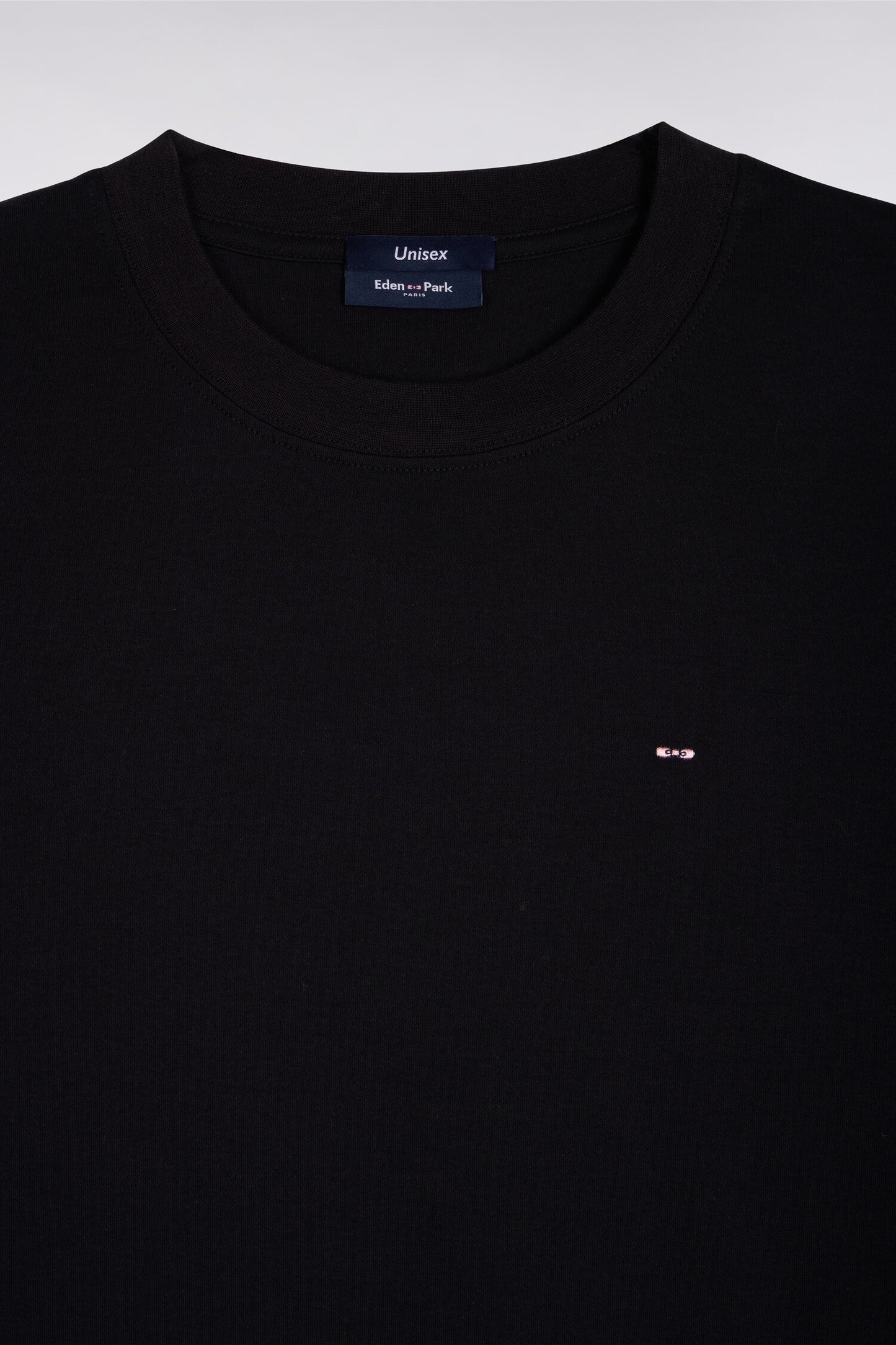 T-shirt col rond unisexe à manches courtes en coton mercerisé noir coupe loose