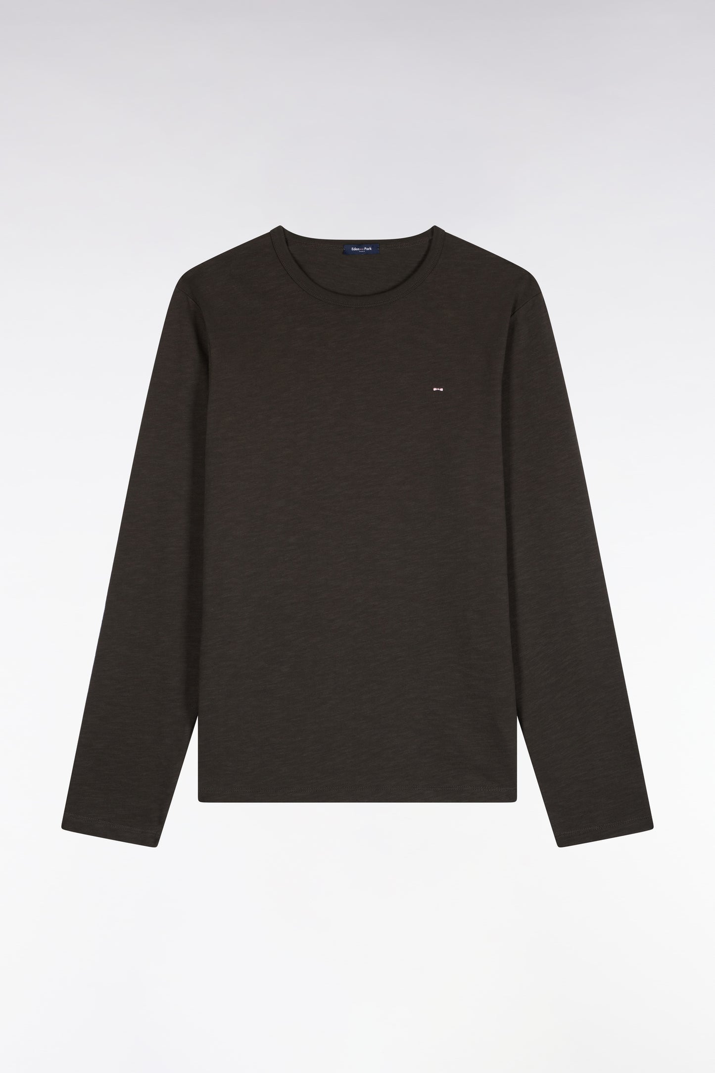 T-shirt manches longues en coton kaki coupe ajustée