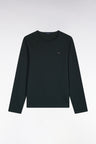 Long-sleeved dark green cotton T-shirt with slim fit