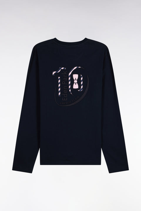T-shirt manches longues en coton marine coupe droite - Image 2