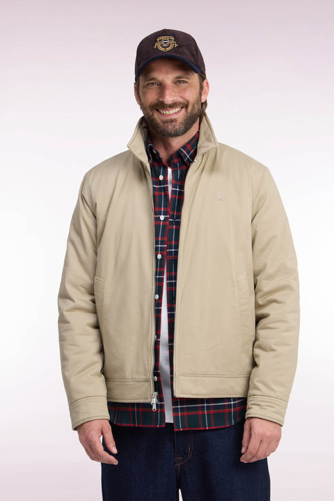 Blouson en coton stretch beige coupe droite - Image 3