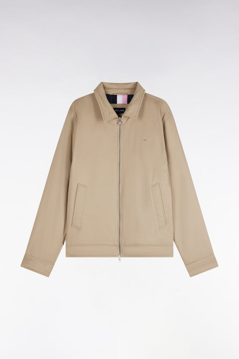 Blouson en coton stretch beige coupe droite - Image 2