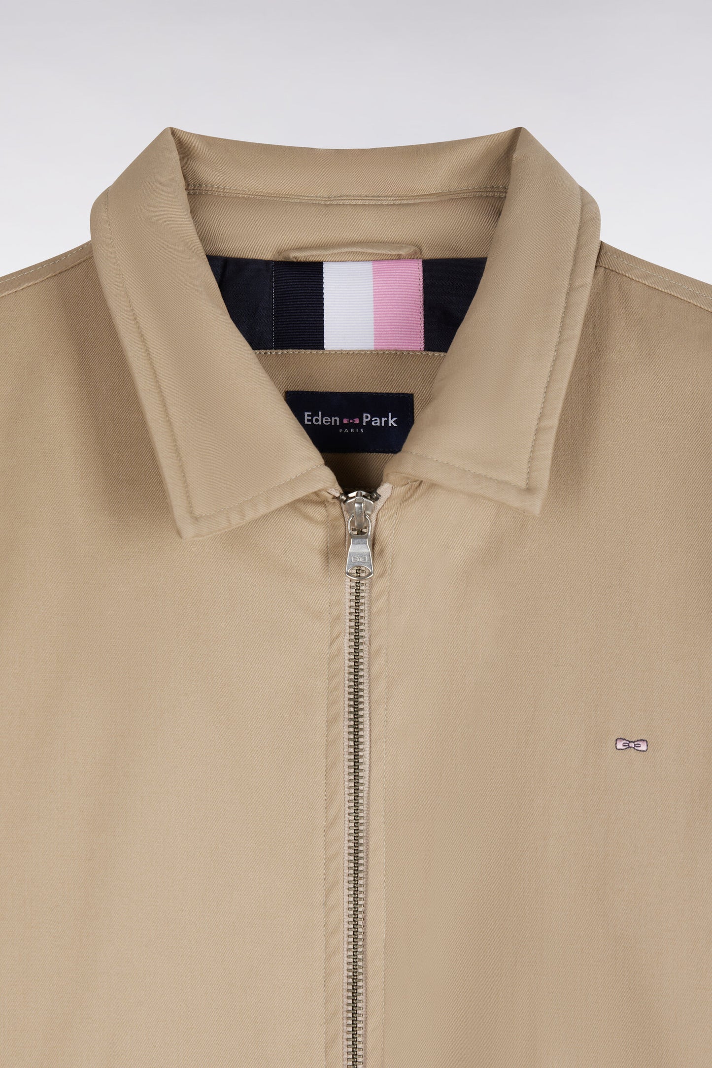 Blouson en coton stretch beige coupe droite