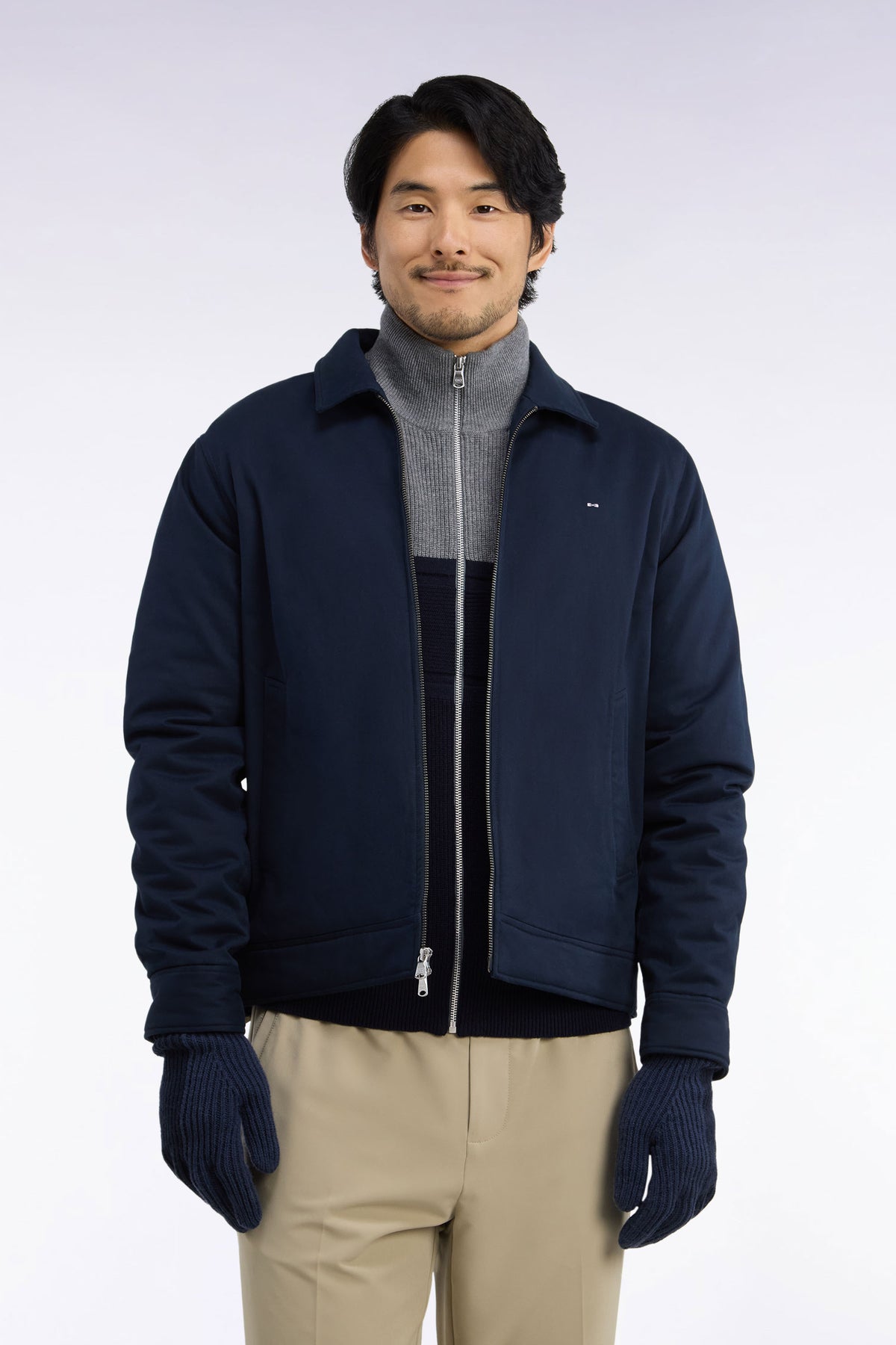 Blouson en coton stretch bleu marine
