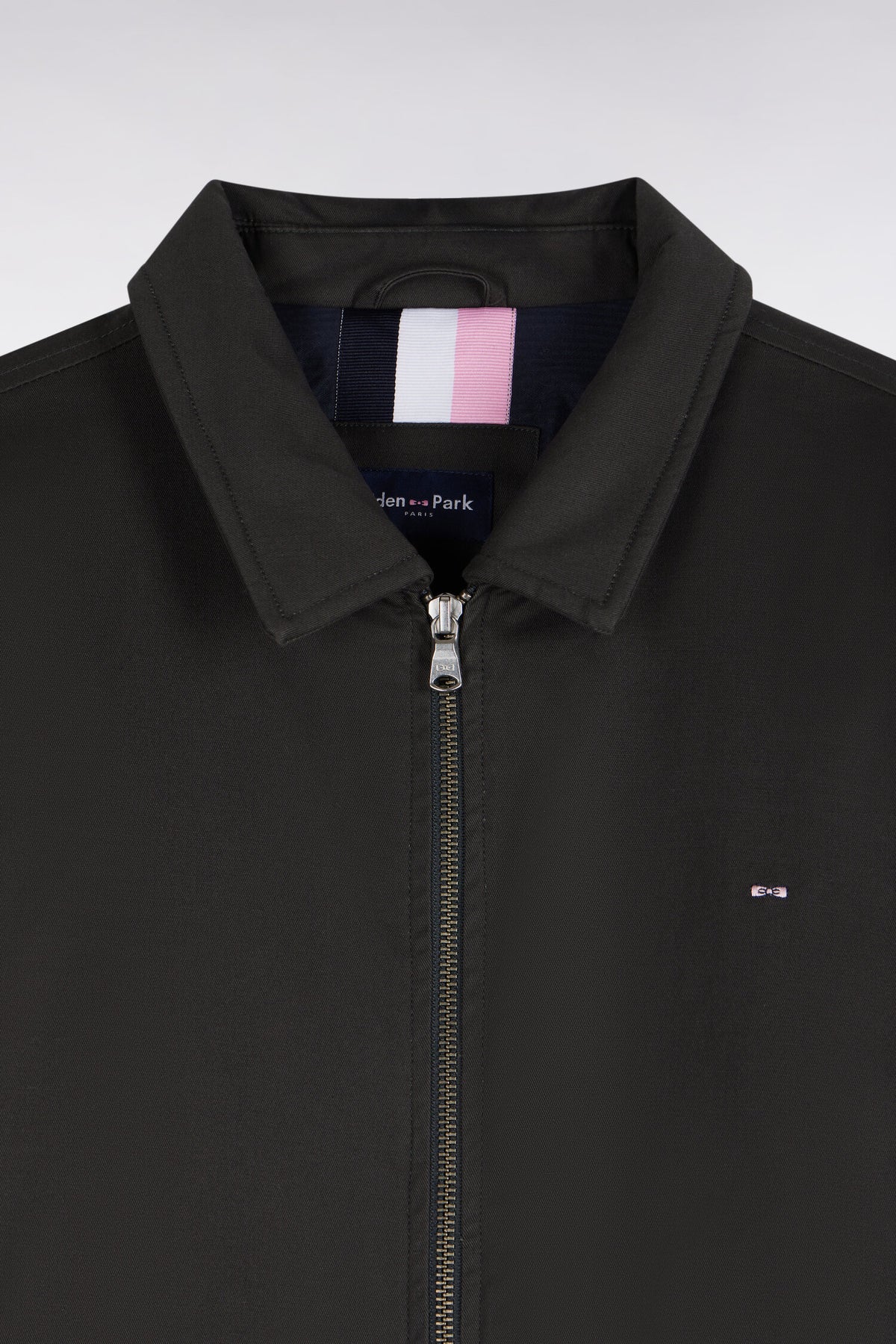 Straight cut khaki stretch cotton jacket