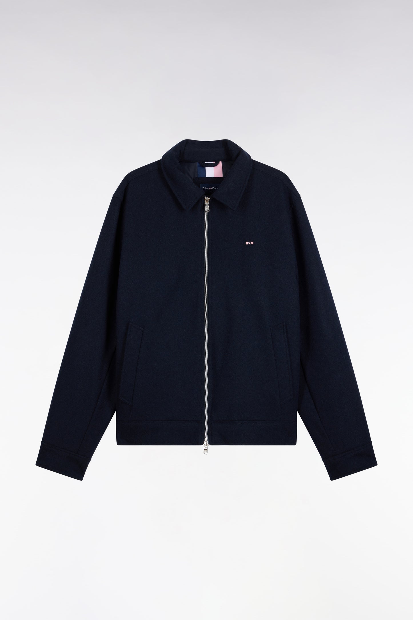 Blouson en flanelle ouatinée marine coupe droite