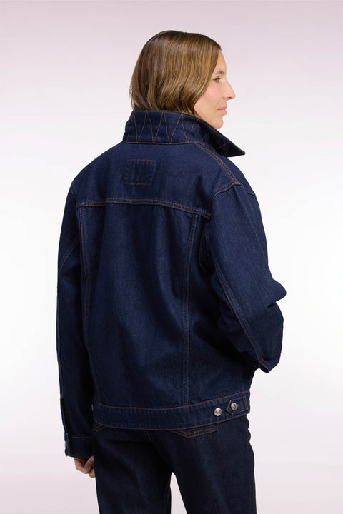 Blouson en denim brut à col velours coupe oversized - Image 3