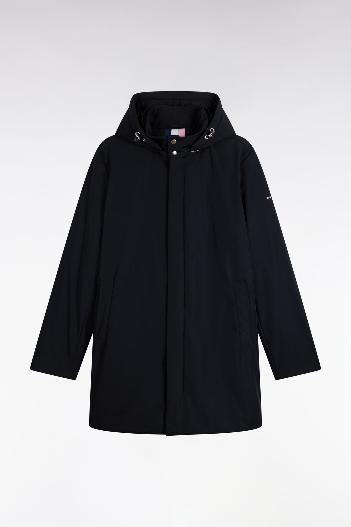 Black parka with removable hood