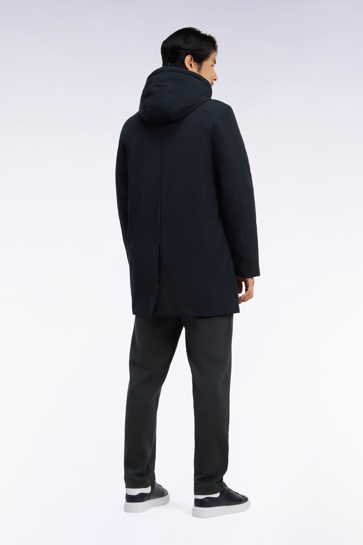 Black parka with removable hood