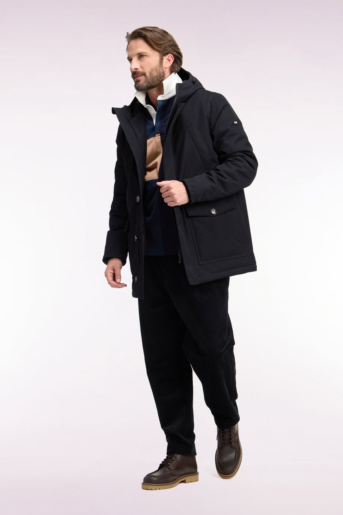 Black buttoned parka