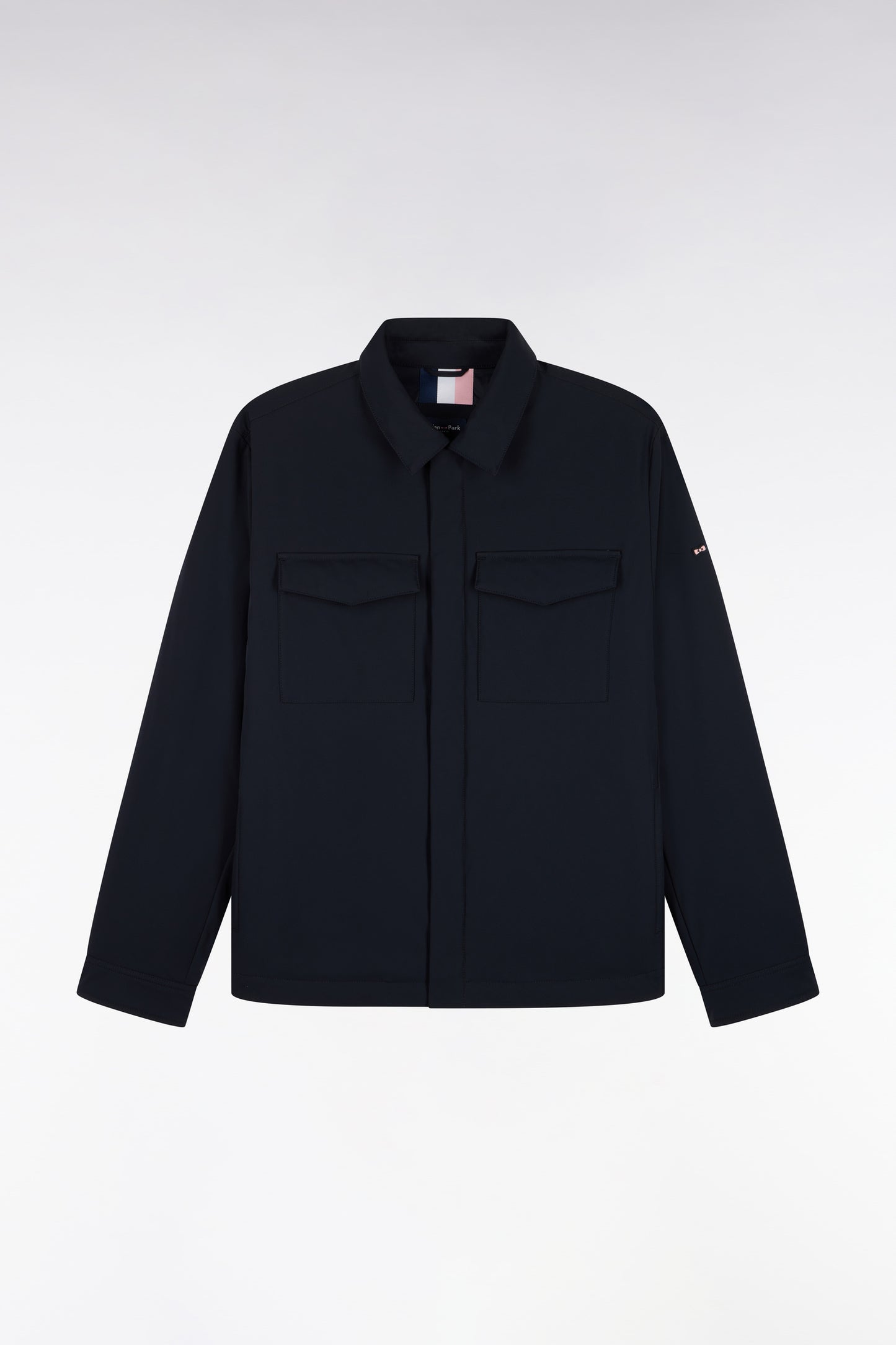 Surchemise en nylon stretch marine coupe droite