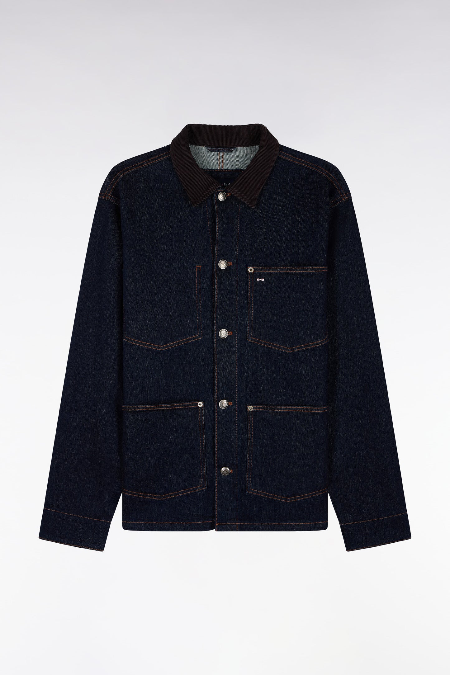 Surchemise en denim brut col en velours côtelé