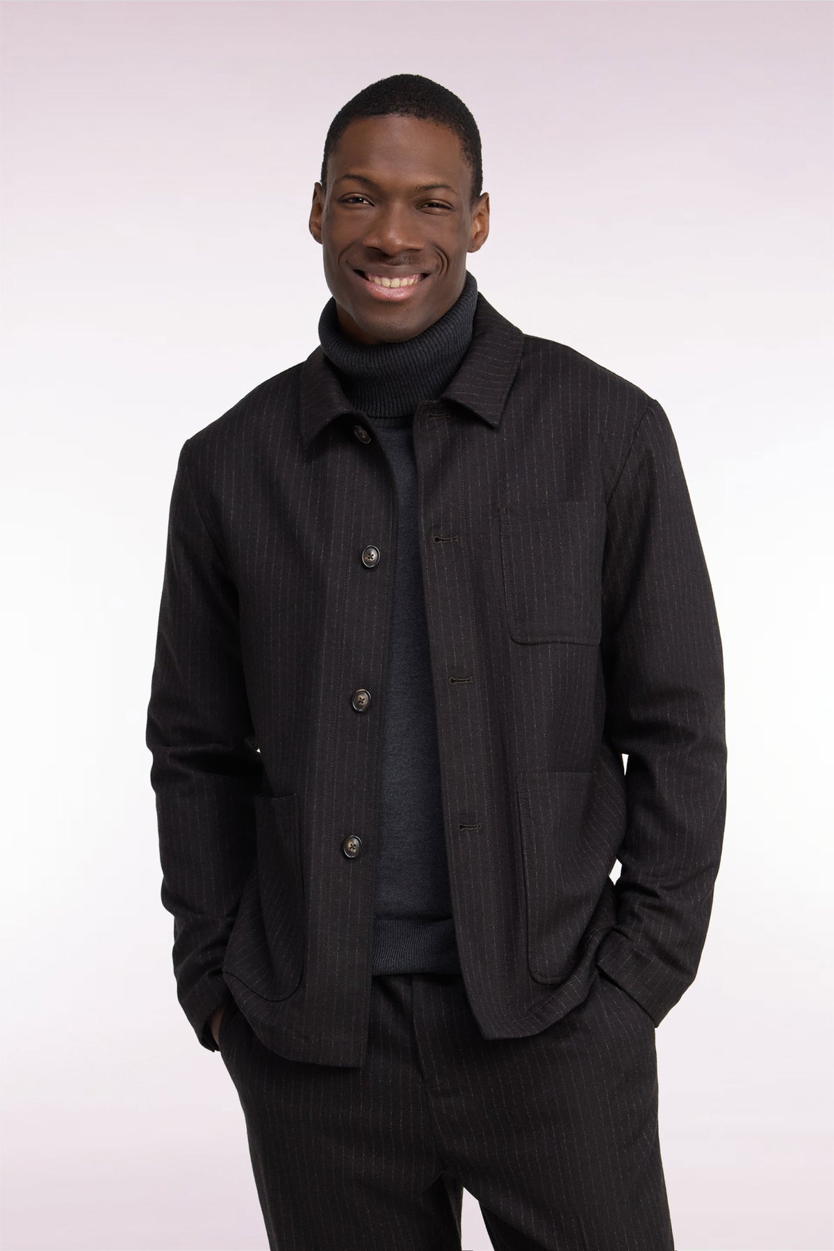 Brown straight cut flannel overshirt