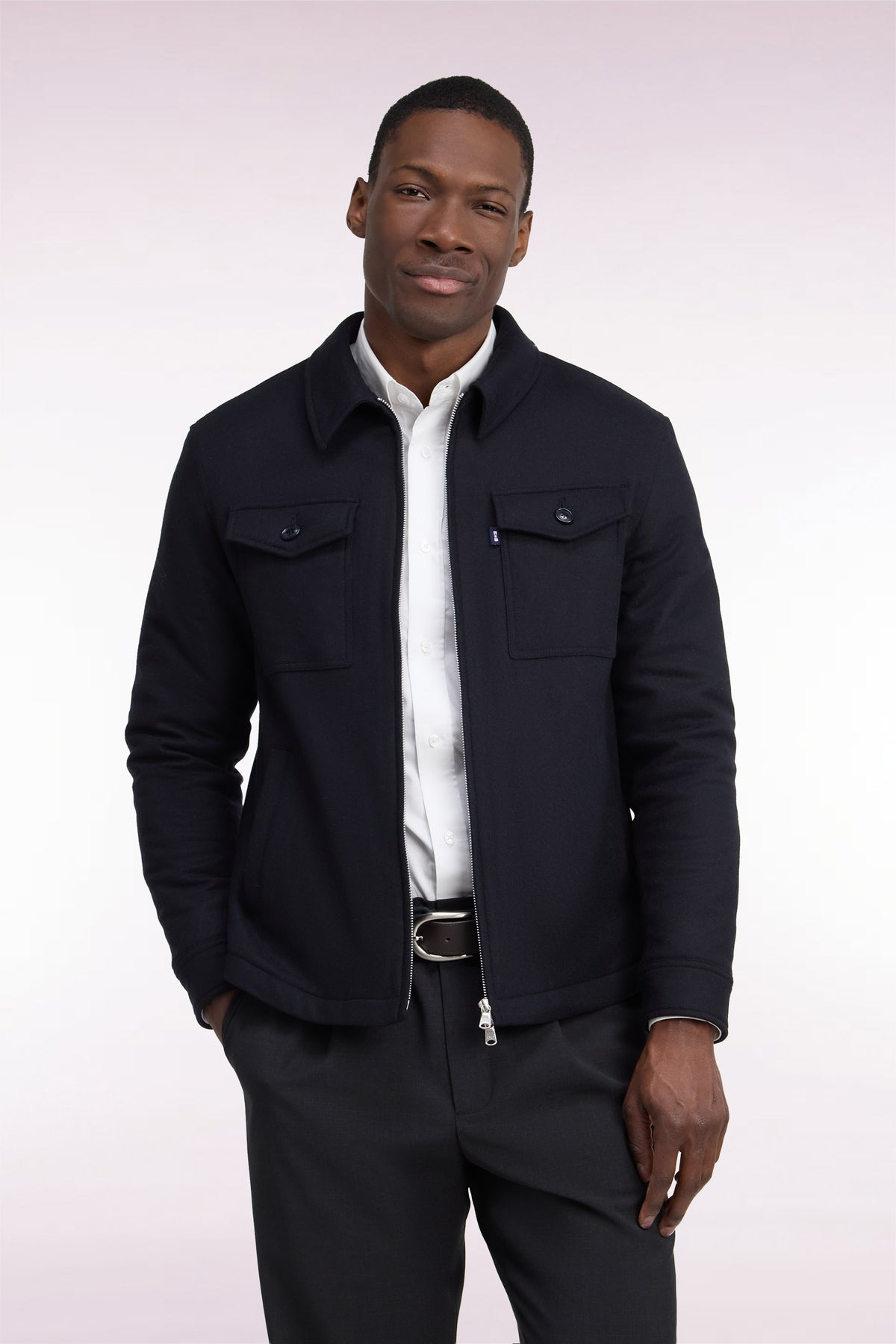 Navy patch pocket overshirt
