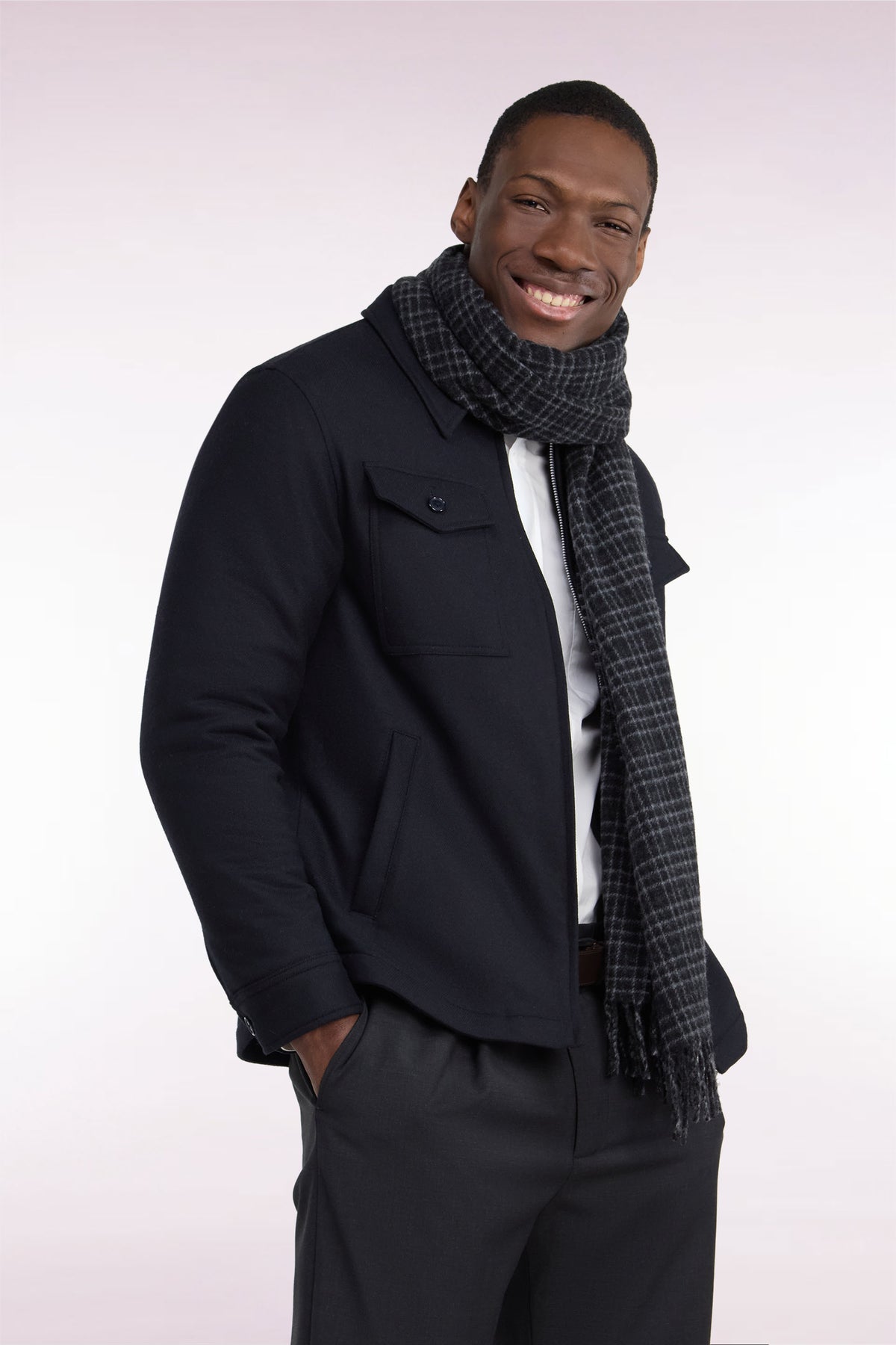 Navy patch pocket overshirt