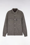 Beige houndstooth tweed wool overshirt