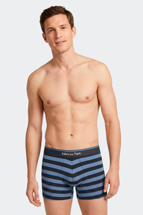 Lot de 2 boxers en jersey de coton stretch unis et rayés marine - Image 2