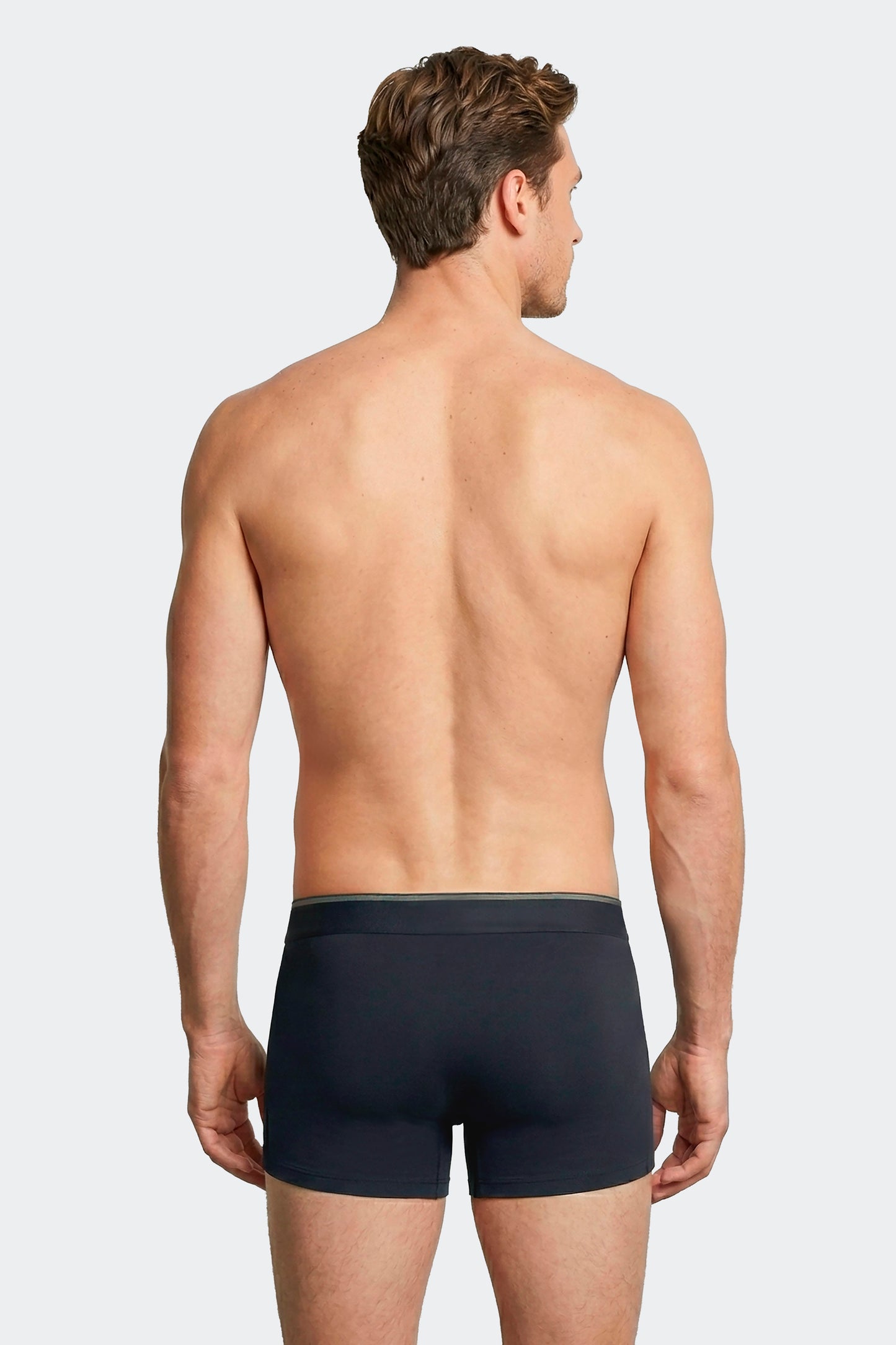 Lot de 2 boxers en jersey de coton stretch unis et damiers marine et kaki