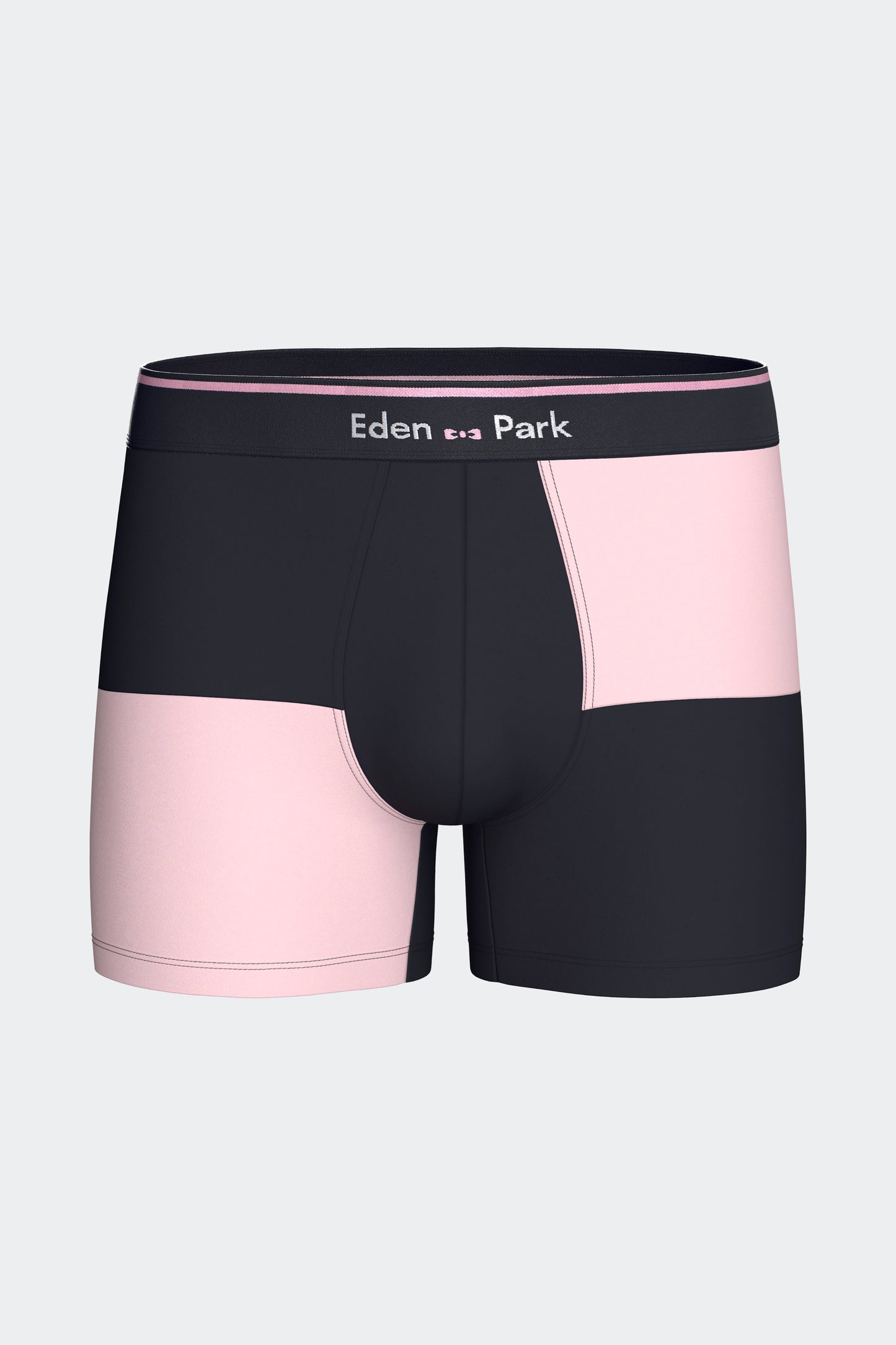 Lot de 2 boxers en jersey de coton stretch unis et damiers marine et rose
