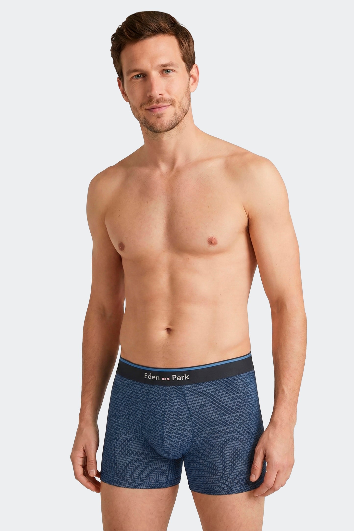 Lot de 2 boxers en jersey de coton stretch unis et imprimés marine