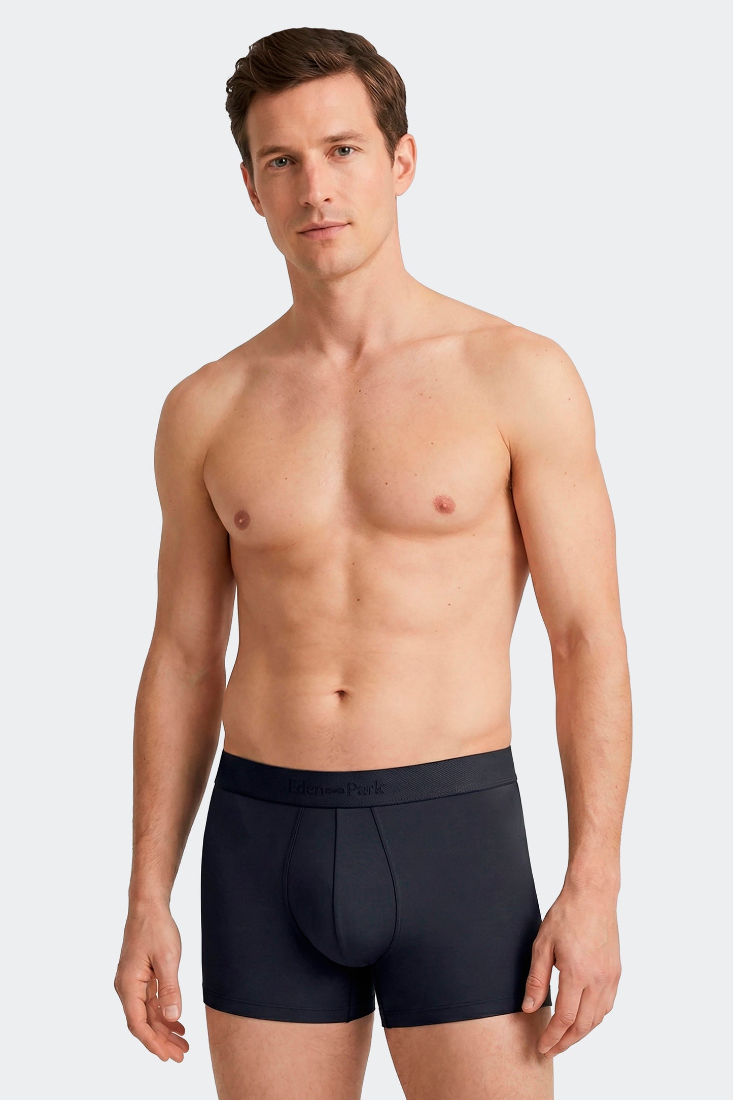 Lot de 2 boxers en jersey de coton stretch unis et imprimés pois marine