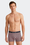 Pack of 2 boxers in plain navy stretch cotton jersey and pink stripes