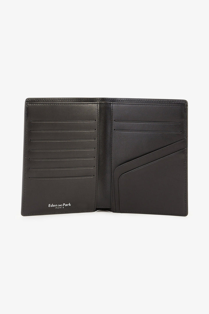 Portefeuille passeport en cuir noir alt view