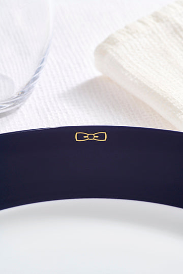 Set of 6 large navy plates in Limoges porcelain