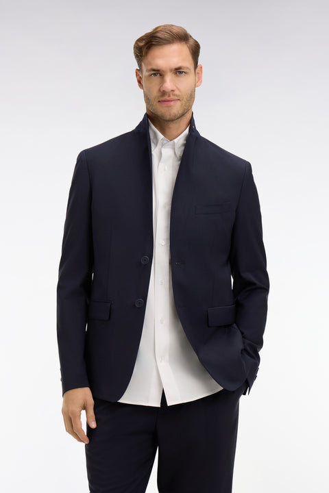 Dark blue blazer with embossed bow detail - Image 3