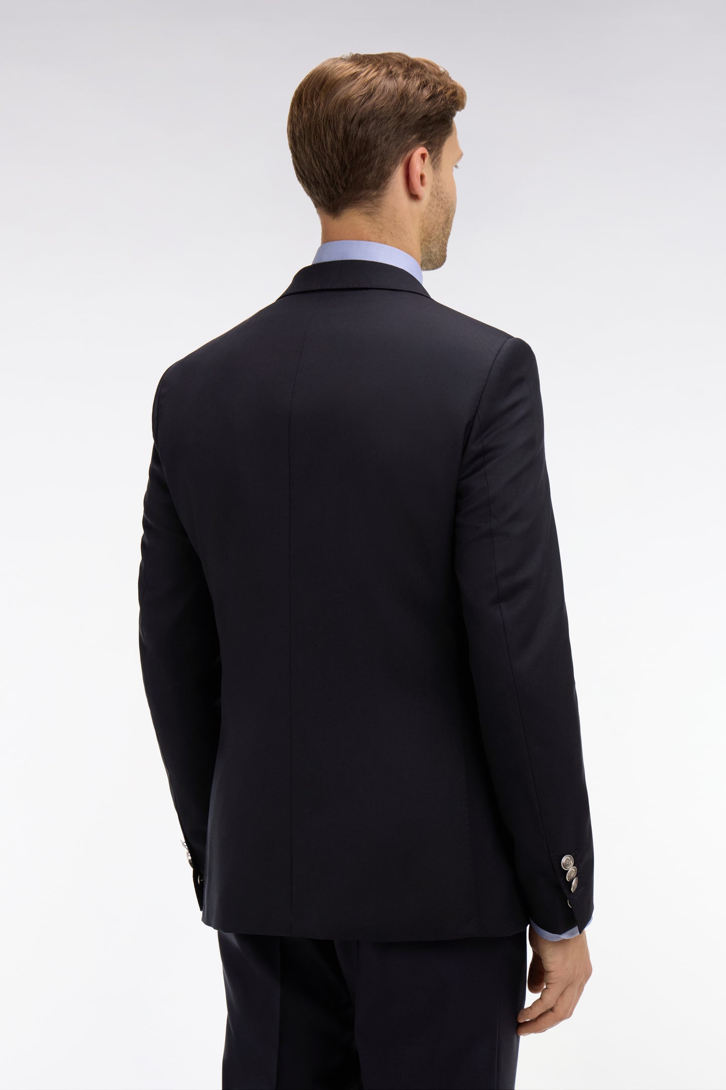 Slim fit navy blue 100% wool blazer