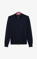 Navy blue cotton cardigan with zipper