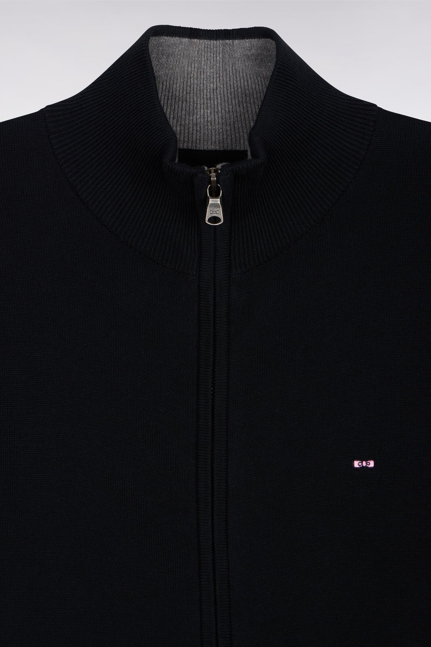 Black cotton cardigan with zipper